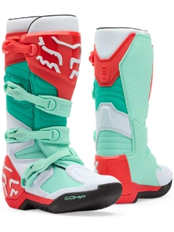 Buty enduro damskie Fox Comp biało-zielono-czerwone