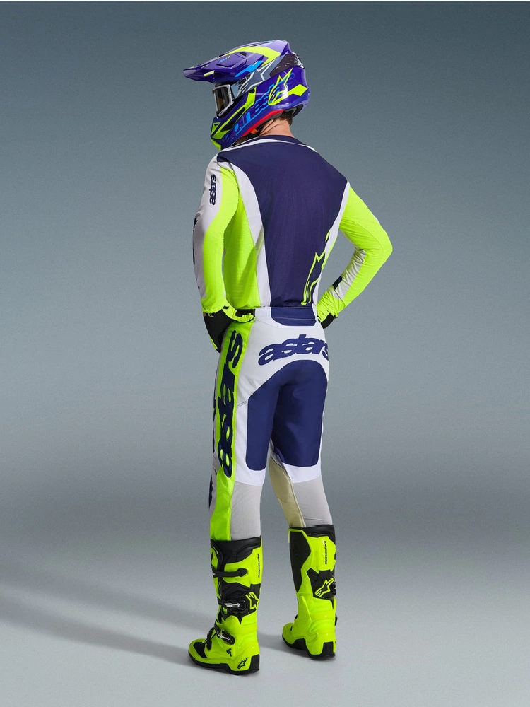 Spodnie cross Alpinestars MX Racer Air Riway szaro-niebieskie-fluo