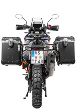 Zestaw: kufry boczne czarne "And-Black" Zega Evo + stelaże srebrne Touratech KTM Super Adventure 1290 S/R (21-24) [poj.: 38+45l]