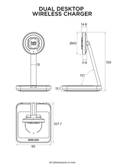 Podwójna bezprzewodowa ładowarka do telefonu MAG Dual Desktop Quad Lock na biurko