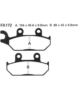 Klocki hamulcowe EBC FA172TT A. 104 x 45.6 x 9.8mm B. 88 x 42 x 9.8mm NA PRZÓD
