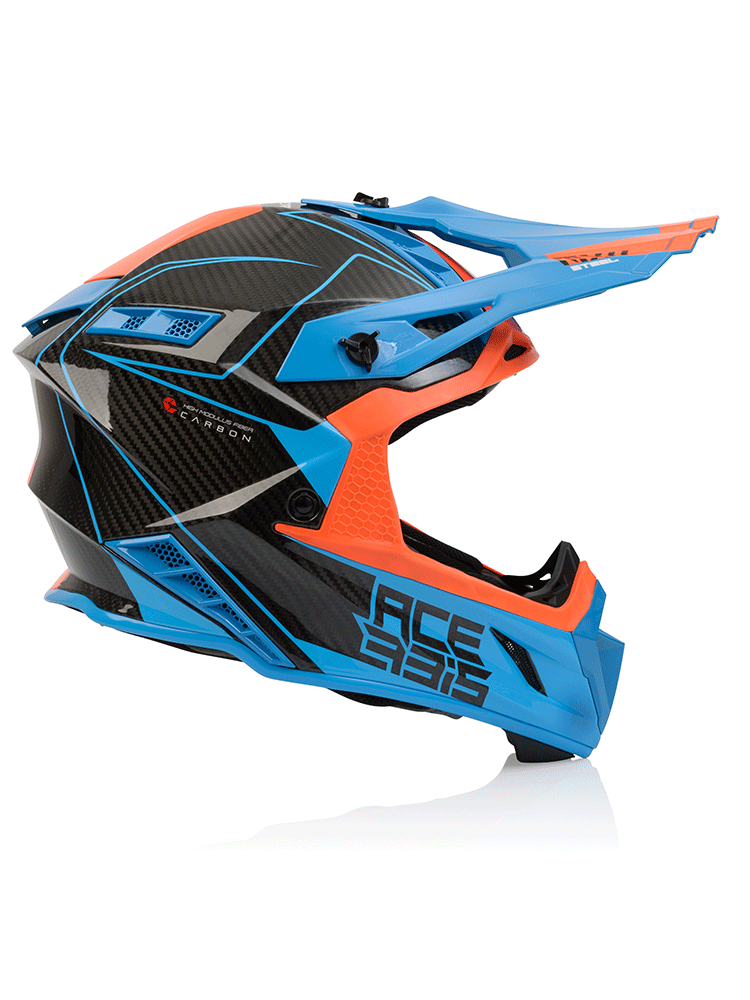 Kask enduro Acerbis Steel Carbon czarno-niebiesko-pomarańczowy