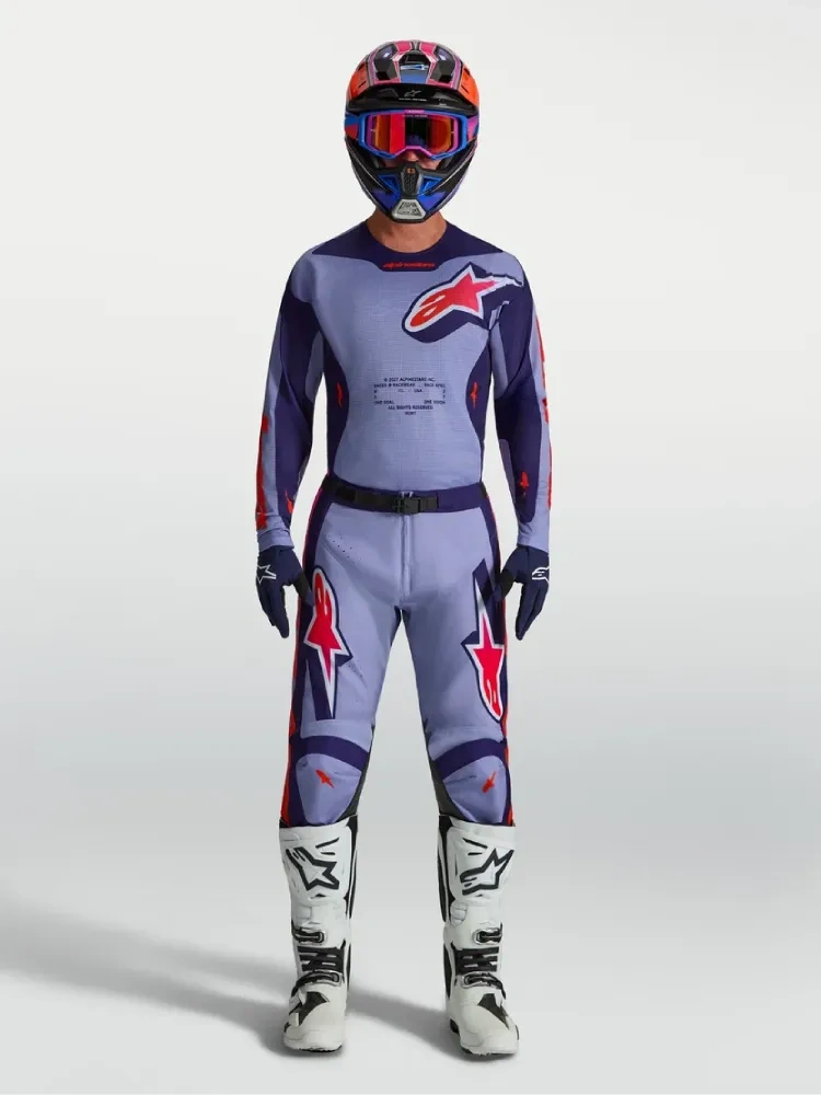 Spodnie cross Alpinestars MX Racer Air Hunt fioletowo-różowe