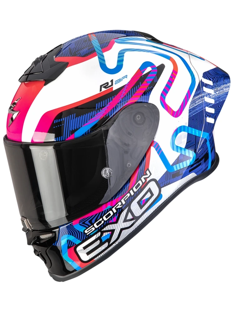 Kask integralny Scorpion EXO-R1 EVO II Air Cornering biało-niebiesko-różowy