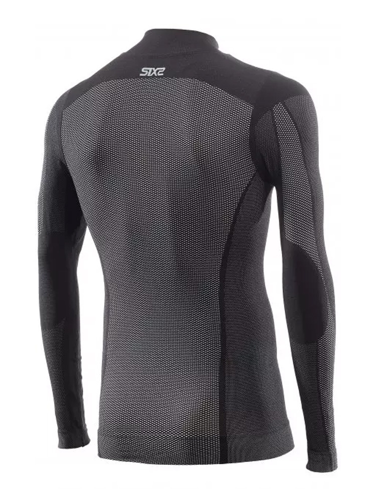 Koszulka termoaktywna z długim rękawem SIXS TS3 V2 z półgolfem, całoroczna czarno-karbonowa unisex