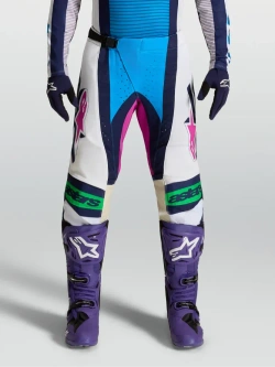 Spodnie cross Alpinestars MX Techstar Maven biało-niebiesko-zielone