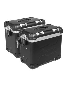 Zestaw kufrów bocznych aluminiowych Touratech ZEGA Evo "And-Black" czarnych [prawy: 38l; lewy: 45l]