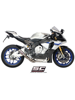 Układ wydechowy DE-CAT z tłumikiem CR-T NISKA POZYCJA (siatką tytanową na wylocie tłumika) SC-Project do Yamaha YZF R1 / R1M [15-17]