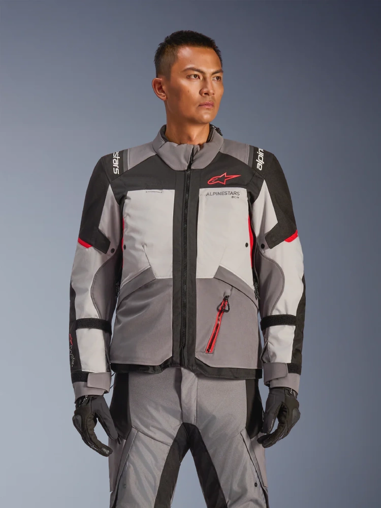 Kurtka motocyklowa tekstylna Alpinestars Andes V4 Drystar czarno-szaro-czerwona