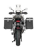 Zestaw: kufry boczne z anodowanego aluminium czarne Zega Pro + stelaże srebrne Touratech Triumph Tiger 900 Rally / Pro / GT / GT Pro (20-) (38+45L)