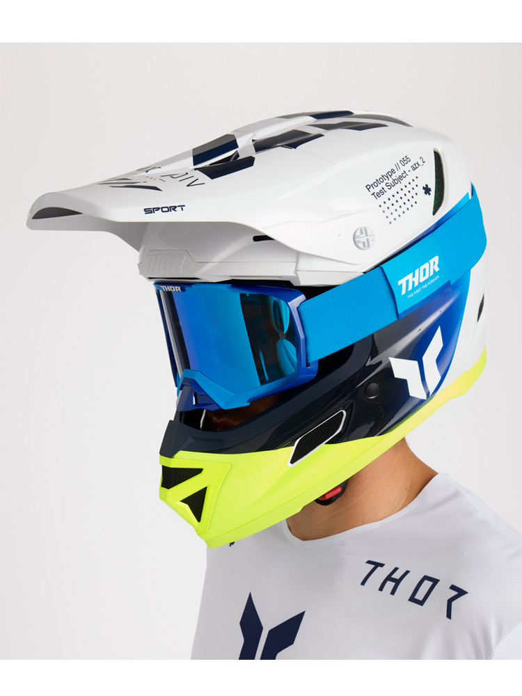 Kask enduro Thor Reflex Sport Strike niebiesko-biało-fluo