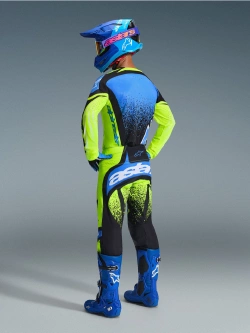 Spodnie cross Alpinestars MX Techstar Nomur czarno-niebieskie-fluo