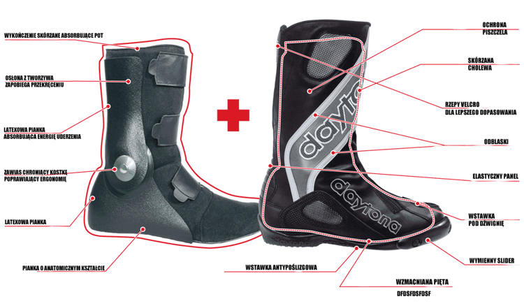 Buty motocyklowe Daytona EVO Sports czarno-czerwone