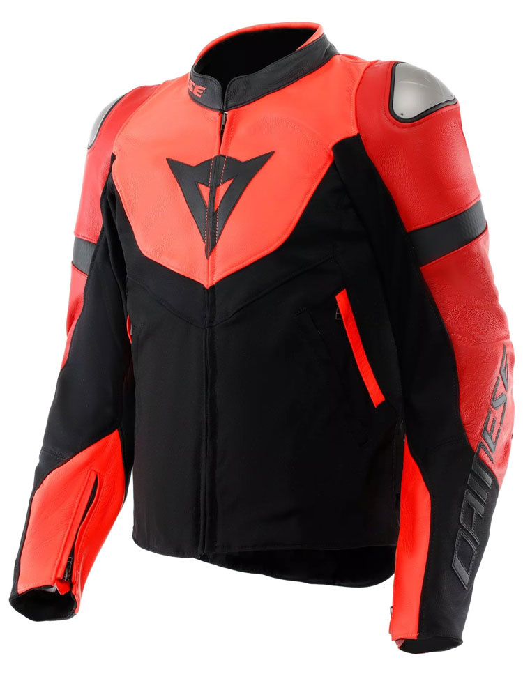 Kurtka motocyklowa skórzana Dainese Iperattiva czerwono-czarna