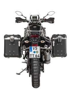 Zestaw: kufry boczne z anodowanego aluminium czarne "And-Black" Zega Evo + stelaże srebrne Touratech Yamaha Tenere 700 / World Raid (38+45L)