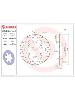 Tarcza Hamulcowa Brembo Serie Oro Fixed Prime Line BMW G 650 X-Challenge (06-07)/ X-Country (06-09)/ Piaggio (wybrane modele) [śr. 240 mm]