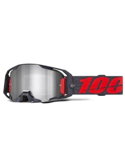 Gogle motocyklowe 100% ARmatic z lustrzaną srebrną szybką czarno-czerwone