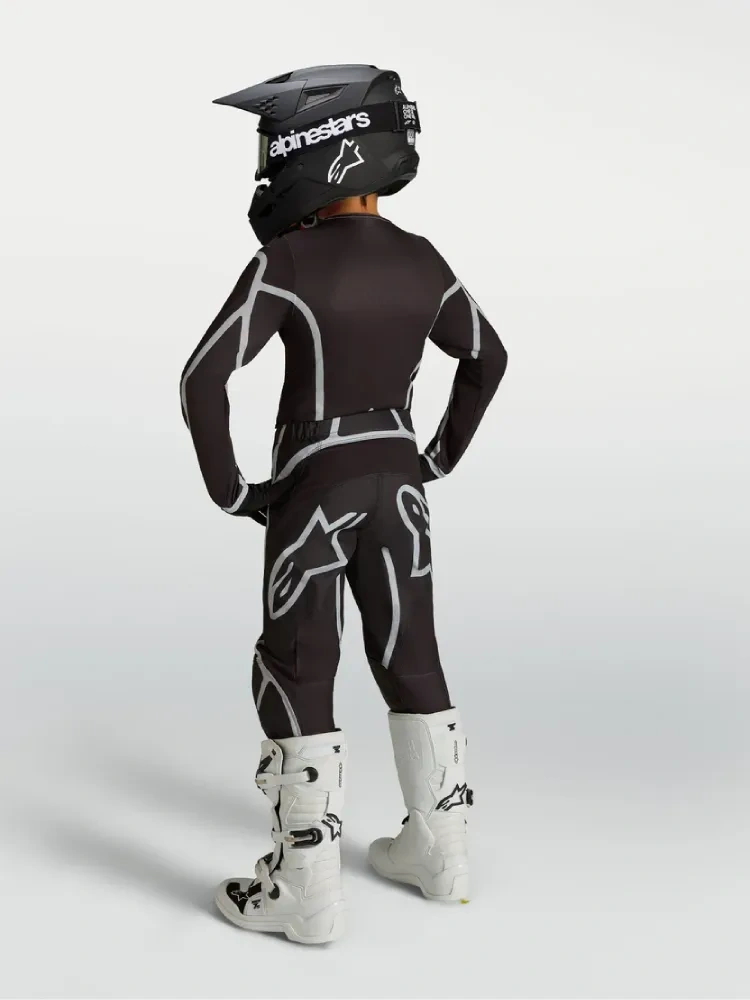 Spodnie cross dziecięce Alpinestars MX Fluid Apex V2 czarno-srebrne