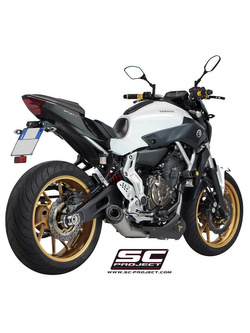 Pełny układ wydechowy 2-1, SC-Project Conic Stainless steel + Carbon [Szary mat] - Yamaha MT-07 [13-16]