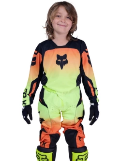 Bluza enduro dziecięca Fox 180 Shield czarno-pomarańczowo-żółta