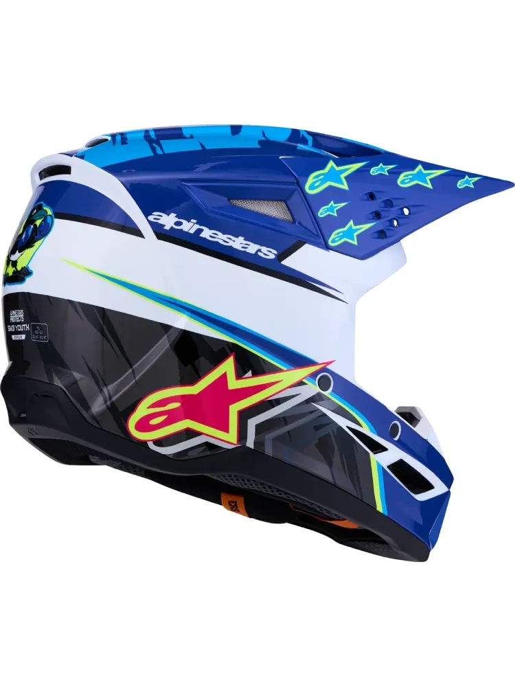 Kask enduro dziecięcy Alpinestars SM3 Falcon biało-niebiesko-czarny połysk