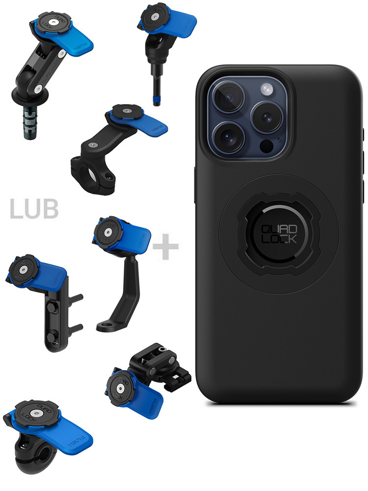Zestaw na motocykl: etui na telefon iPhone 16 Pro Max + mocowanie Quad Lock