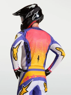 Bluza cross dziecięca Alpinestars MX Fluid Drag biało-niebiesko-żółte