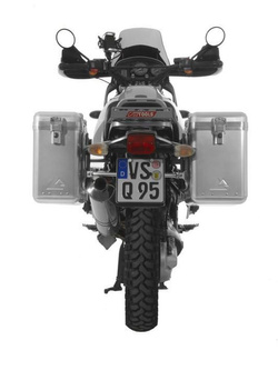 Zestaw: kufry boczne srebrne Zega Mundo + stelaże srebrne Touratech BMW R1150GS/ R1100GS/ R850GS (31+38L)