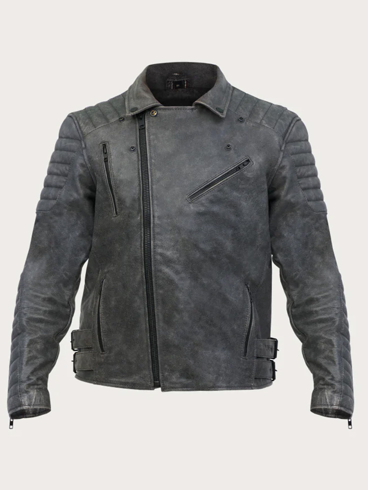 Kurtka motocyklowa skórzana Broger Ohio Vintage szara