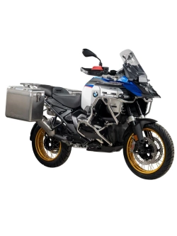 Zestaw: kufry boczne srebrne Zega Mundo + stelaże srebrne Touratech BMW R 1300 GS Adventure (24-) [poj.: 31+31l]