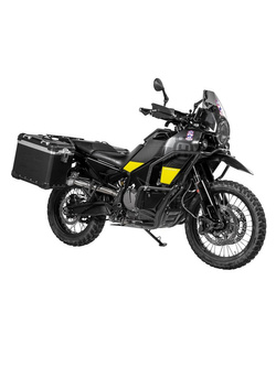 Zestaw: kufry boczne z anodowanego aluminium czarne Zega Evo X + stelaże srebne Touratech Husqvarna Norden 901 (2 x 45L)