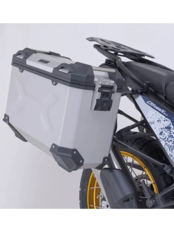 Zestaw: kufry boczne 45/37L + kufer centralny 38L TRAX ADV+ stelaże SW-Motech Voge DSX 800 Rally (25-) srebrne