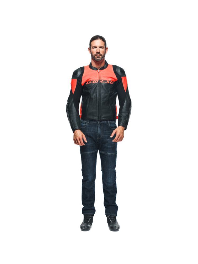 Kurtka motocyklowa skórzana Dainese Racing 4 perforowana czarno-czerwona