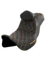 Kanapa motocyklowa dla kierowcy i pasażera z podparciem lędźwiowym Saddlemen SDC Performance Pro Series Gripper Harley Davidson (wybrane modele) (08-24) czarno-złota