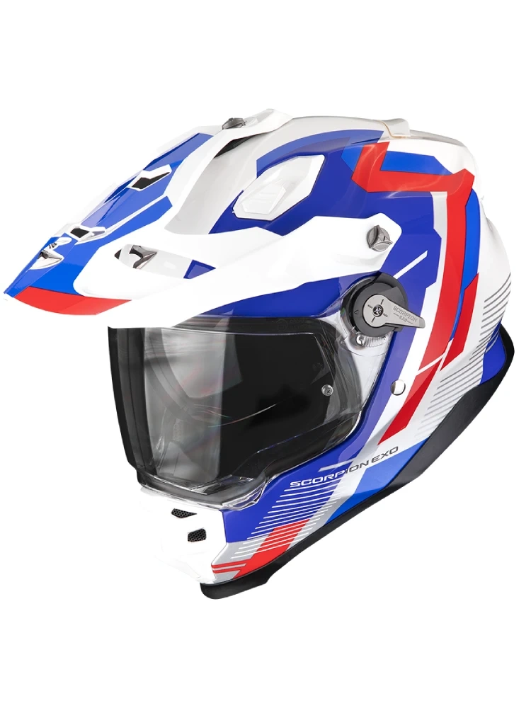 Kask adventure Scorpion ADF-9000 Air Patrol biało-niebiesko-czerwony