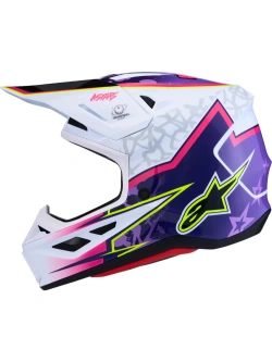 Kask enduro Alpinestars SM7 Blaster biało-fioletowo-różowy połysk