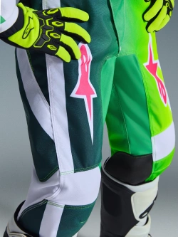 Spodnie cross dziecięce Alpinestars MX Fluid Portl zielono-biało-czarne