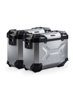 Zestaw: kufry boczne TRAX ADV + stelaże PRO Sw-Motech Yamaha Tracer 9 RN70/GT (20-), Tracer 9 GT+ (22-) (pojemność: 2 x 37 L) srebrne