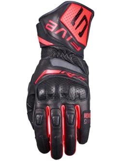 Rękawice motocyklowe skórzane Five RFX Sport Evo czarno-czerwone-fluo