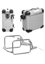 Zestaw: kufry boczne z anodowanego aluminium srebrne "And-S" Zega Evo + stelaże Touratech do BMW R1300 GS (23-) (31+31L)