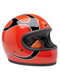 Kask integralny Biltwell Gringo Flames pomarańczowo-biało-czarny