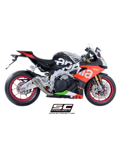 Tłumik CR-T Low Position Titanium z siatką na rurze wylotowej SC-Project do Aprilia RSV4 RF/RR 2018