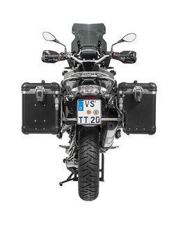 Zestaw: kufry boczne z anodowanego aluminium czarne Zega Evo X + stelaże srebne Touratech BMW R1250GS/Adventure/ R1200GS (13-)/ R1200GS Adventure (14-) (2 x 45L)