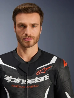 Kombinezon motocyklowy skórzany dwuczęściowy Alpinestars GP Force V2 czarno-biało-czerowny