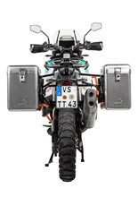 Zestaw: kufry boczne srebrne Zega Mundo + stelaże czarne Touratech KTM Super Adventure 1290 S/R (21-24) [poj.: 38+45l]