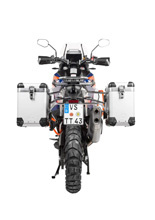 Zestaw: kufry boczne aluminiowe srebrne Zega Pro + stelaże srebrne Touratech KTM Super Adventure 1290 S/R (21-24) [poj.: 38+45l]