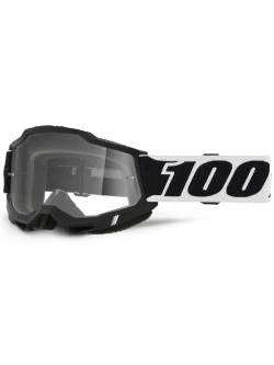 Gogle motocyklowe 100% Accuri 2 z przezroczystą szybką, biało-czarne