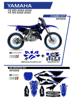 Komplet plastików i naklejek UFO Apodis do Yamahy YZ 125/250 (22-) biało-niebieski