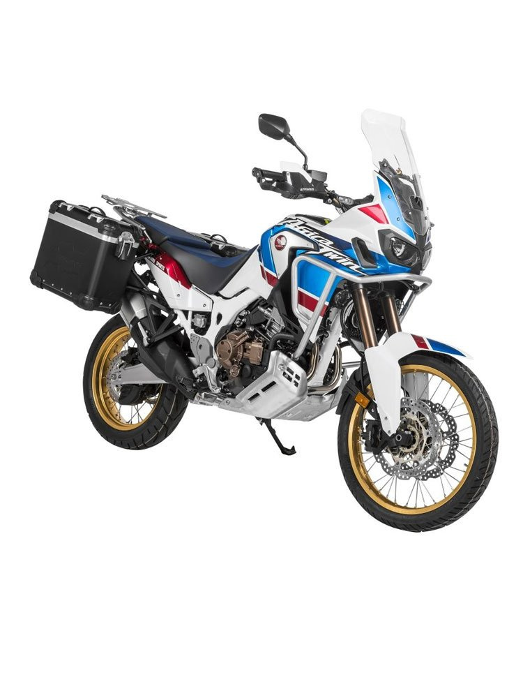 Zestaw: kufry boczne z anodowanego aluminium czarne "And-Black" Zega Evo + stelaże czarne Touratech Honda CRF1000L Africa Twin (18-22) / CRF1000L Adventure Sports (31+38L)