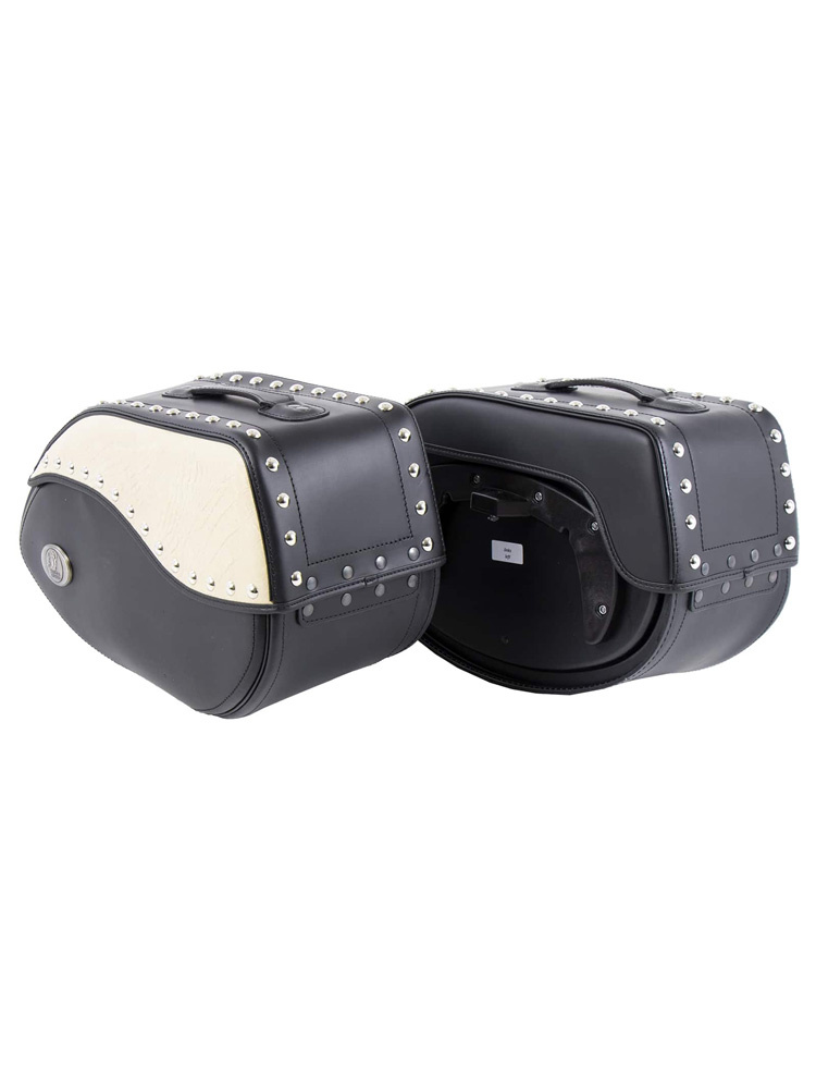 Skórzane sakwy boczne Hepco&Becker IVORY do montażu na stelażach C-Bow Biało-czarne